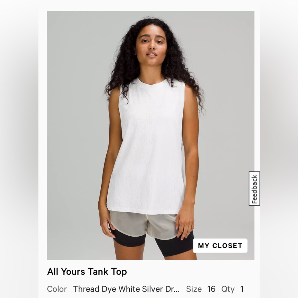 Lululemon all yours tank top size 16